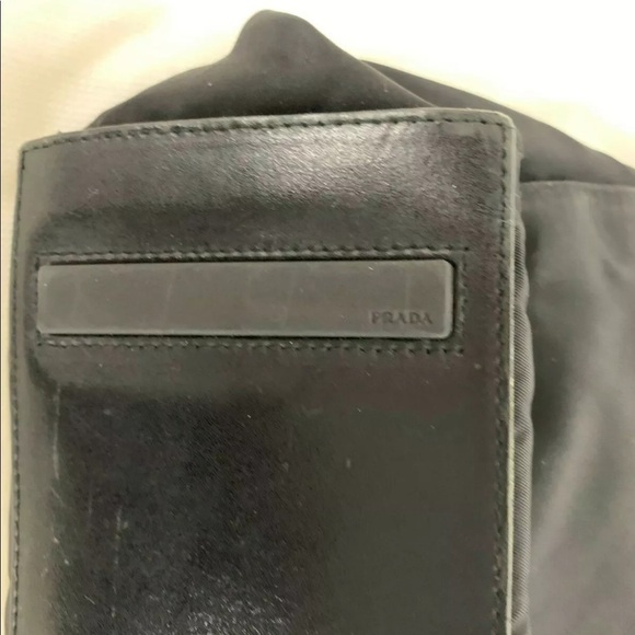 Vintage Prada Black Nylon Triangle Logo Tote Bag Authentic GUC - Picture 7 of 9